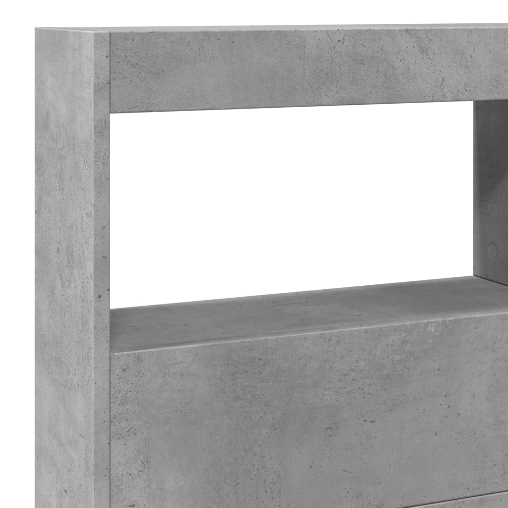 betonszürke áthidalószekrény LED-világítással 140 x 17 x 102 cm