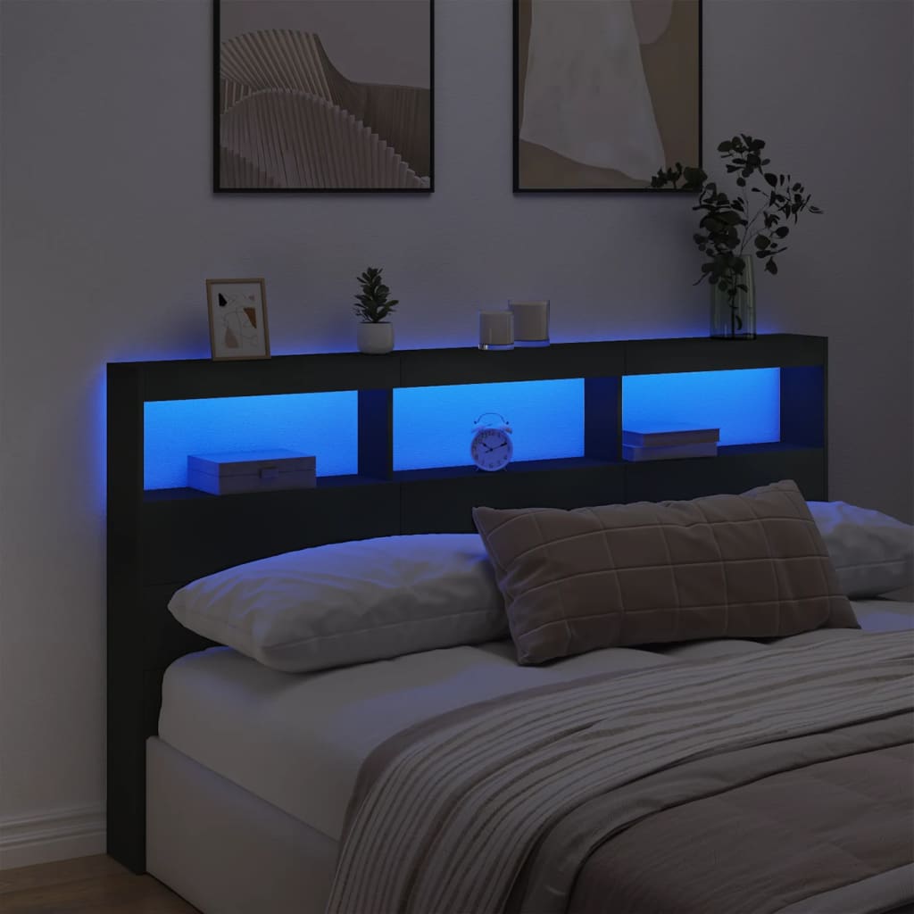 fekete áthidalószekrény LED-világítással 180 x 17 x 102 cm