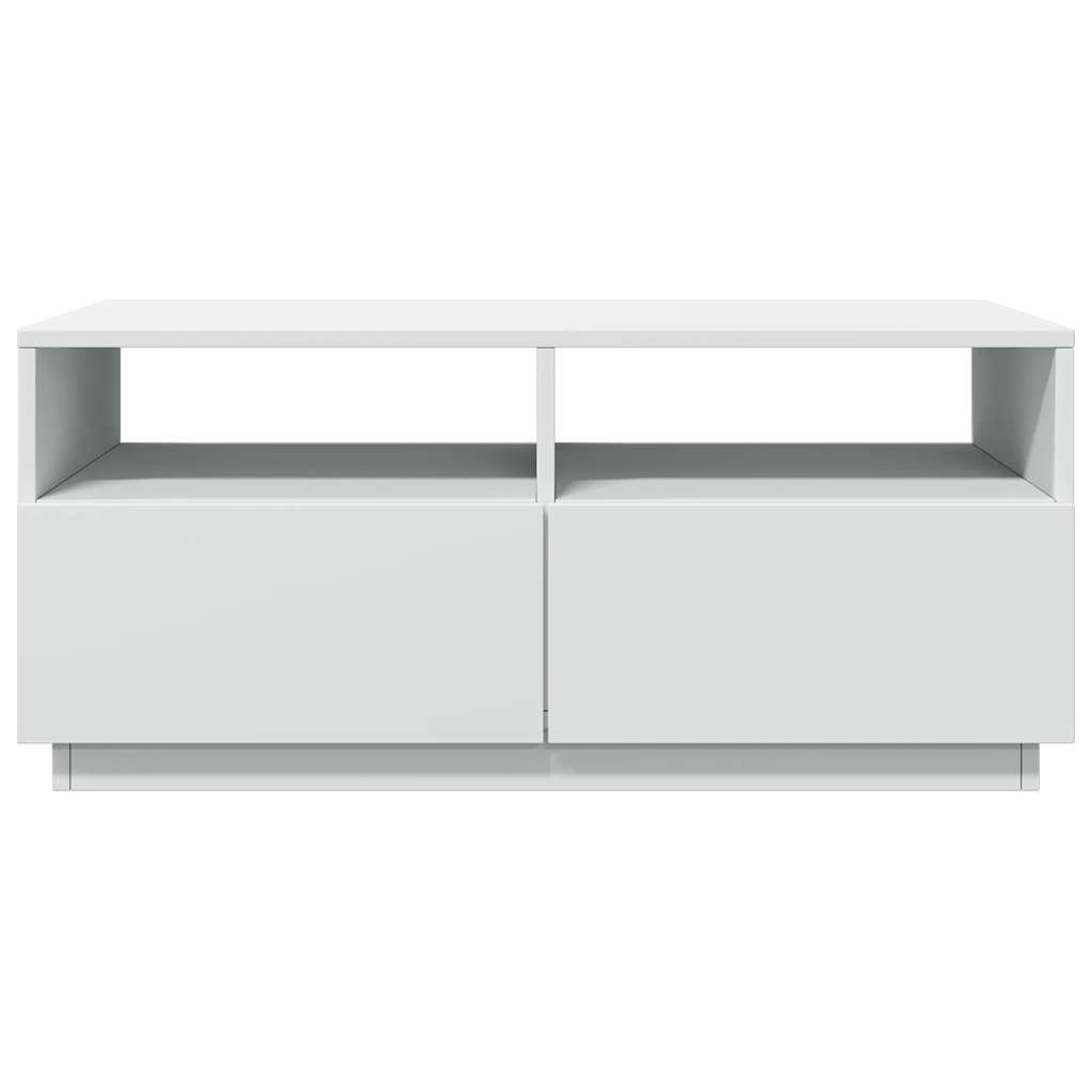 fehér dohányzóasztal LED-lámpákkal 90x49x40 cm
