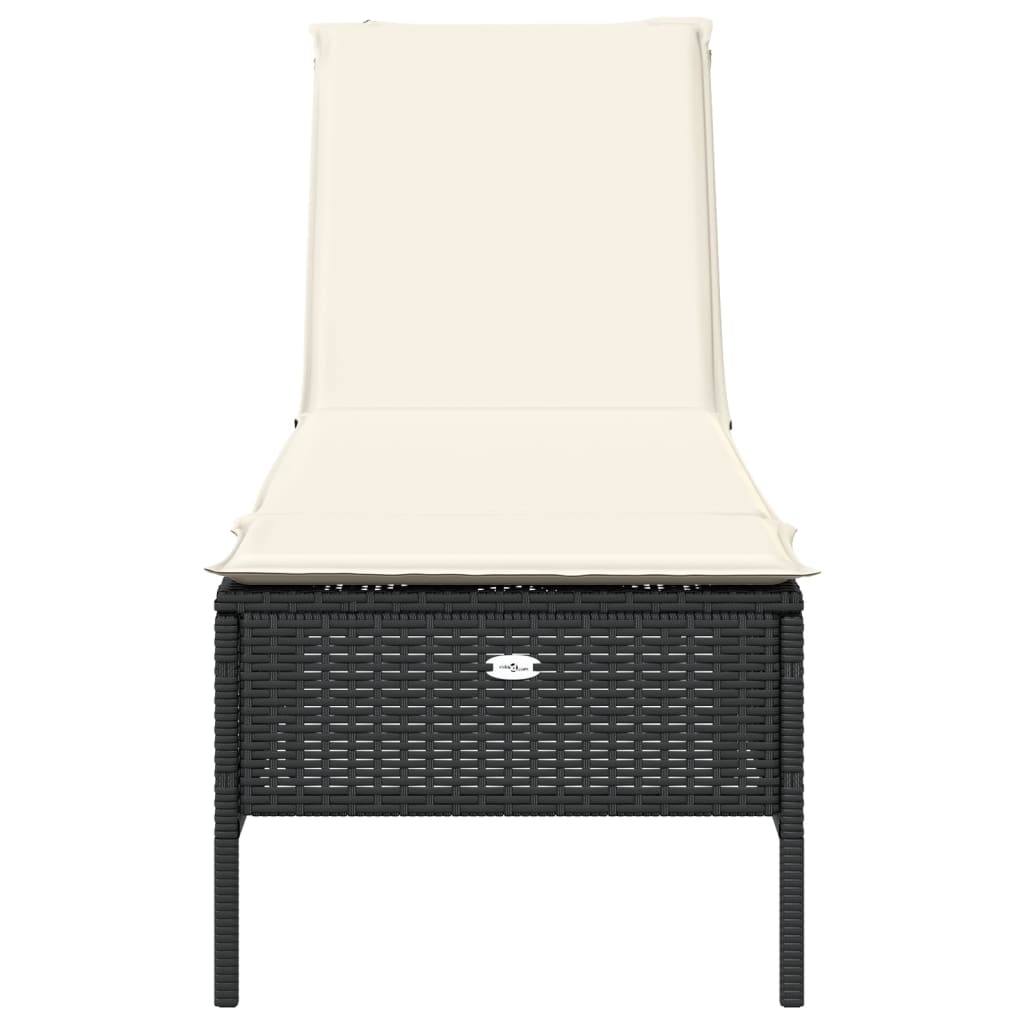 fekete polyrattan napozóágy párnával