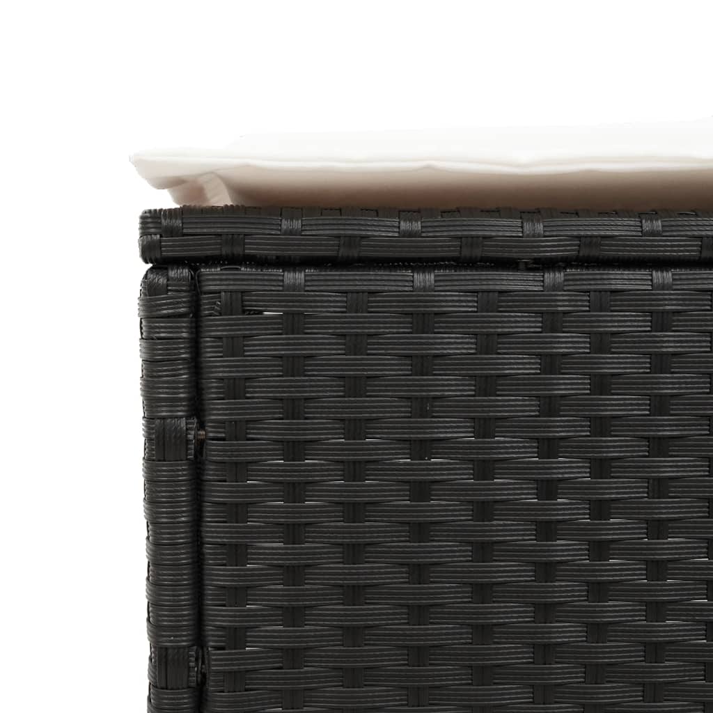fekete polyrattan napozóágy párnával