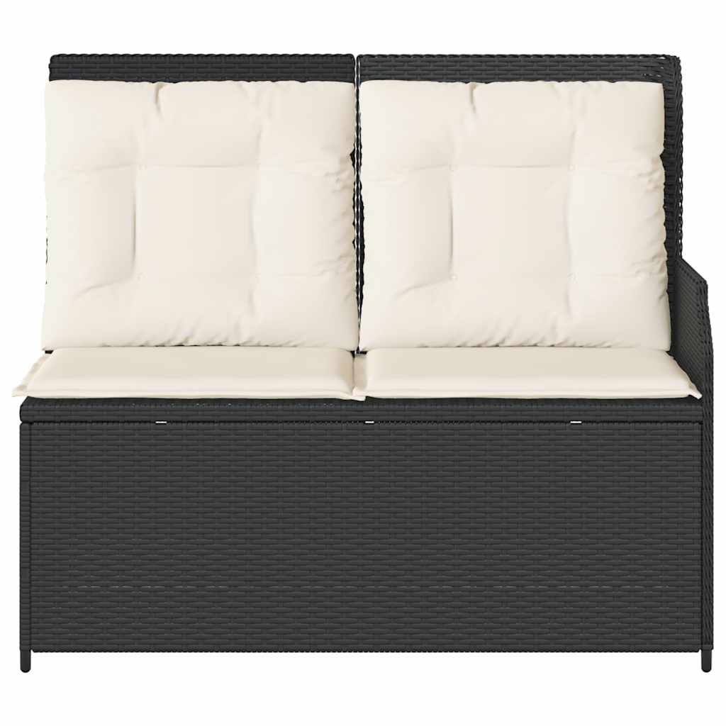 fekete polyrattan dönthető kerti pad párnával