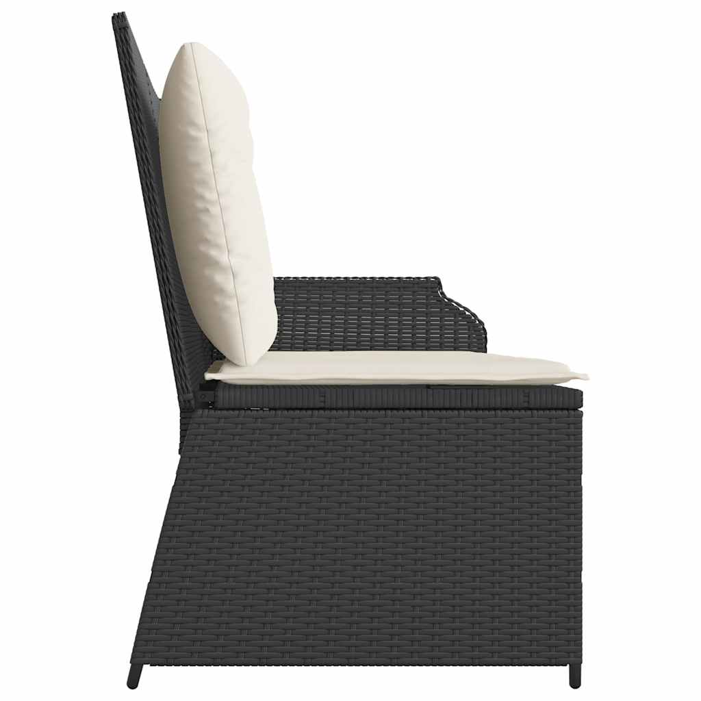 fekete polyrattan dönthető kerti pad párnával