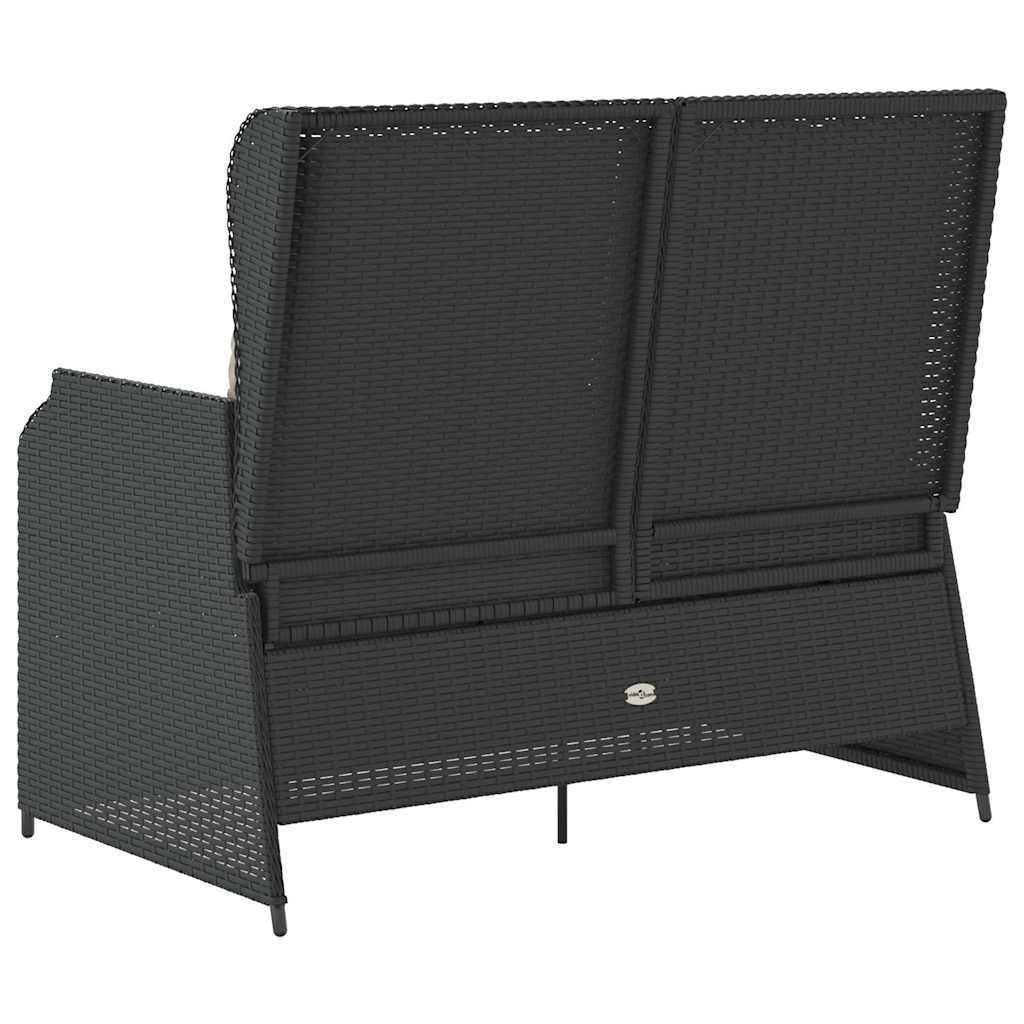 fekete polyrattan dönthető kerti pad párnával