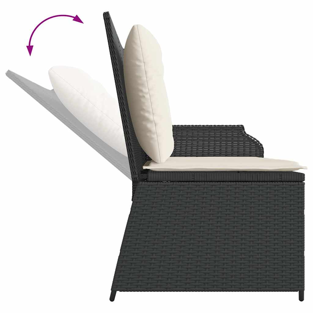 fekete polyrattan dönthető kerti pad párnával