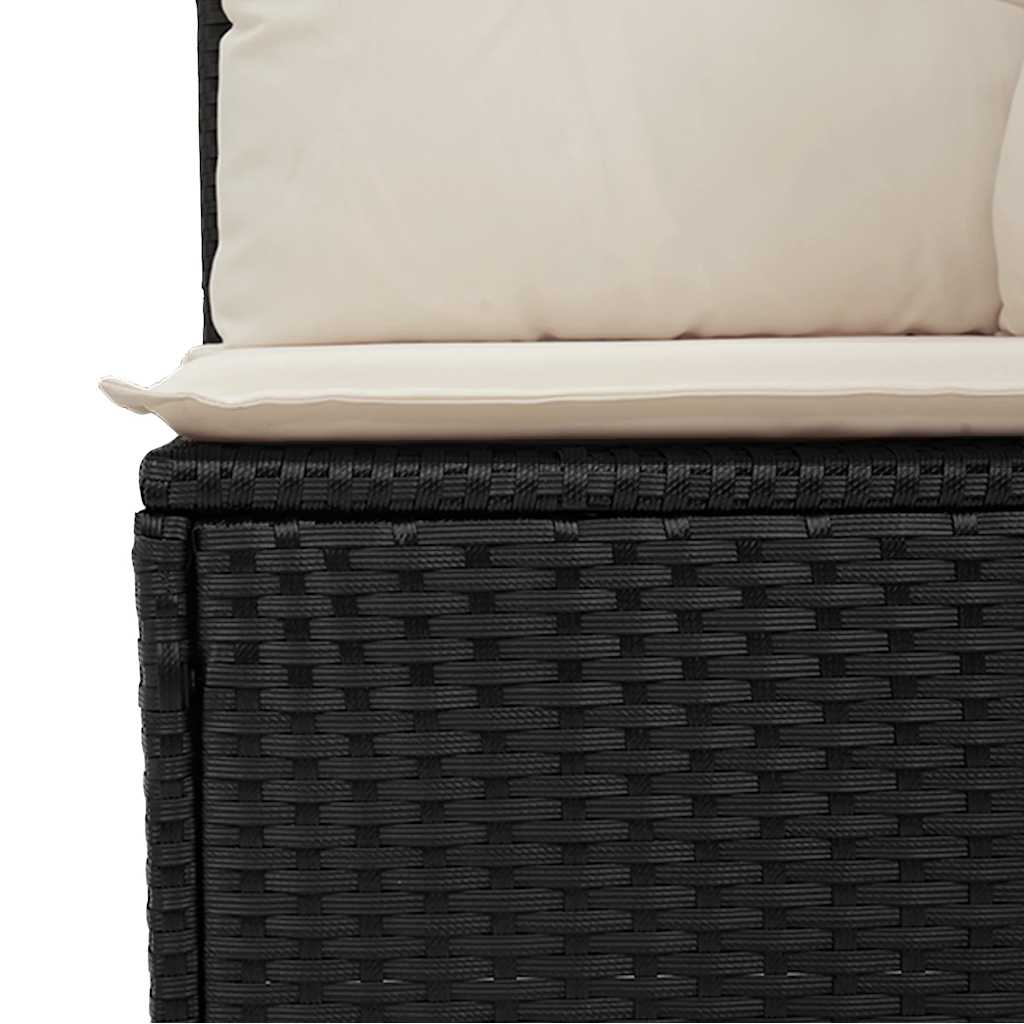 fekete polyrattan dönthető kerti pad párnával