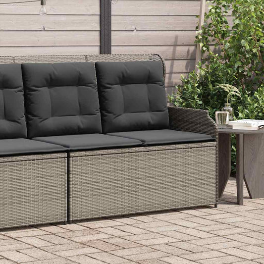 szürke polyrattan dönthető kerti pad párnával