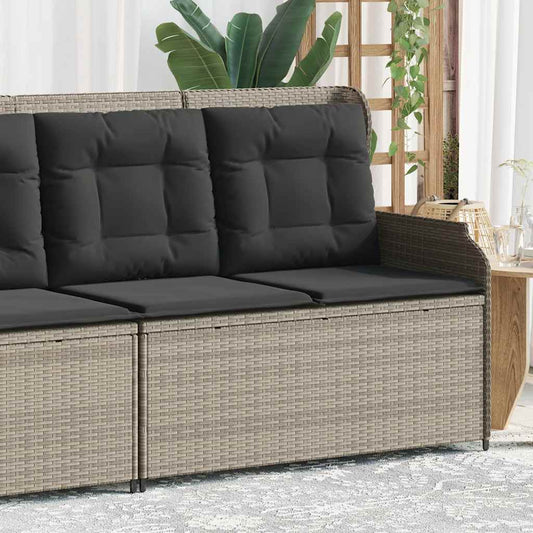 világosszürke polyrattan dönthető kerti pad párnával