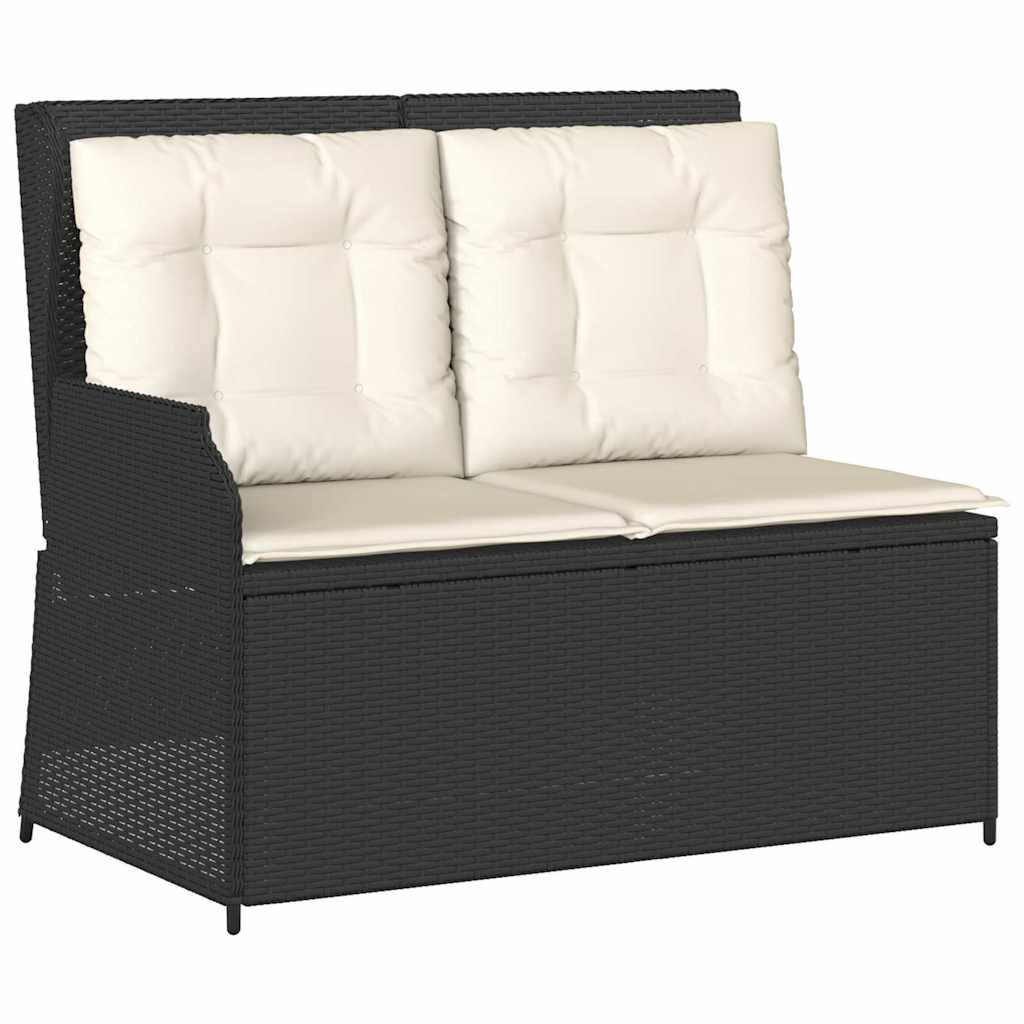 fekete polyrattan dönthető kerti pad párnával