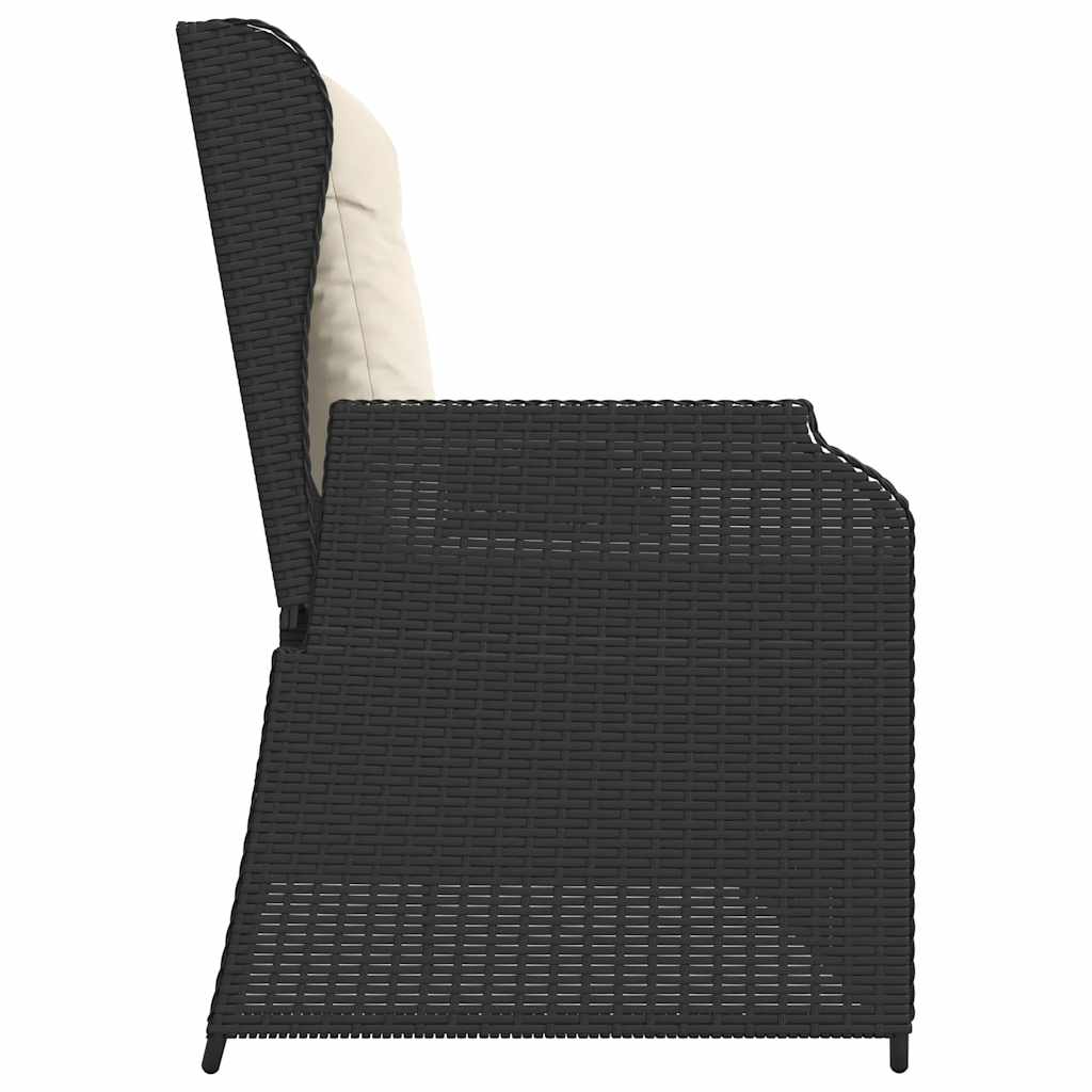 fekete polyrattan dönthető kerti pad párnával