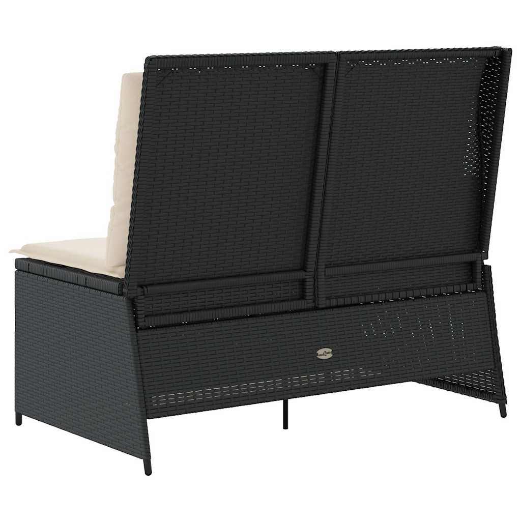 fekete polyrattan dönthető kerti pad párnával