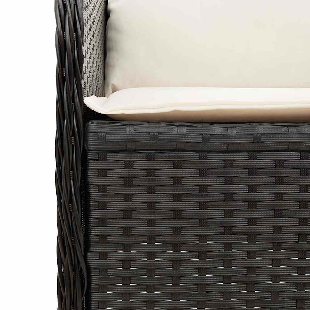 fekete polyrattan dönthető kerti pad párnával