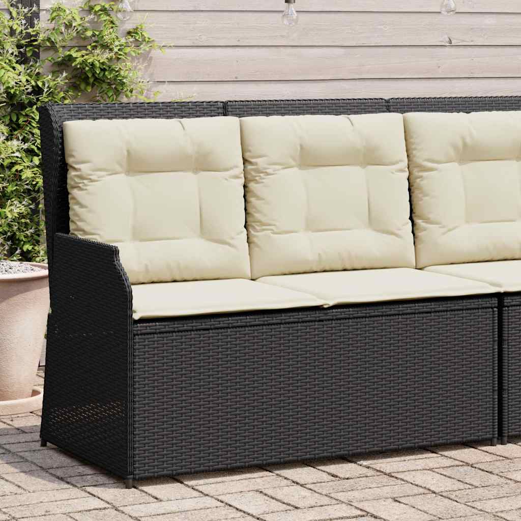fekete polyrattan dönthető kerti pad párnával