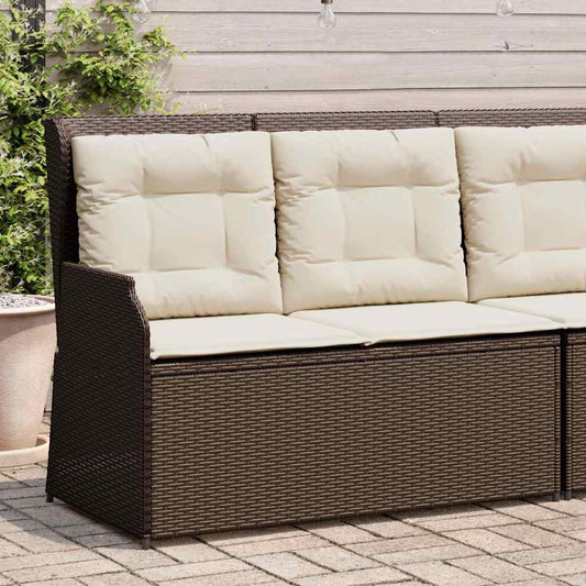 barna polyrattan dönthető kerti pad párnával