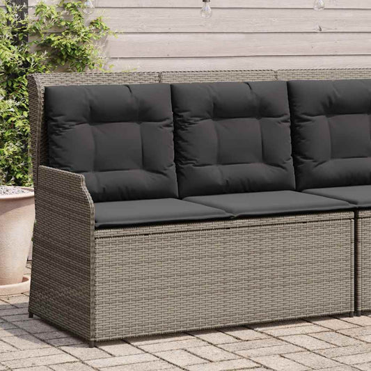 szürke polyrattan dönthető kerti pad párnával