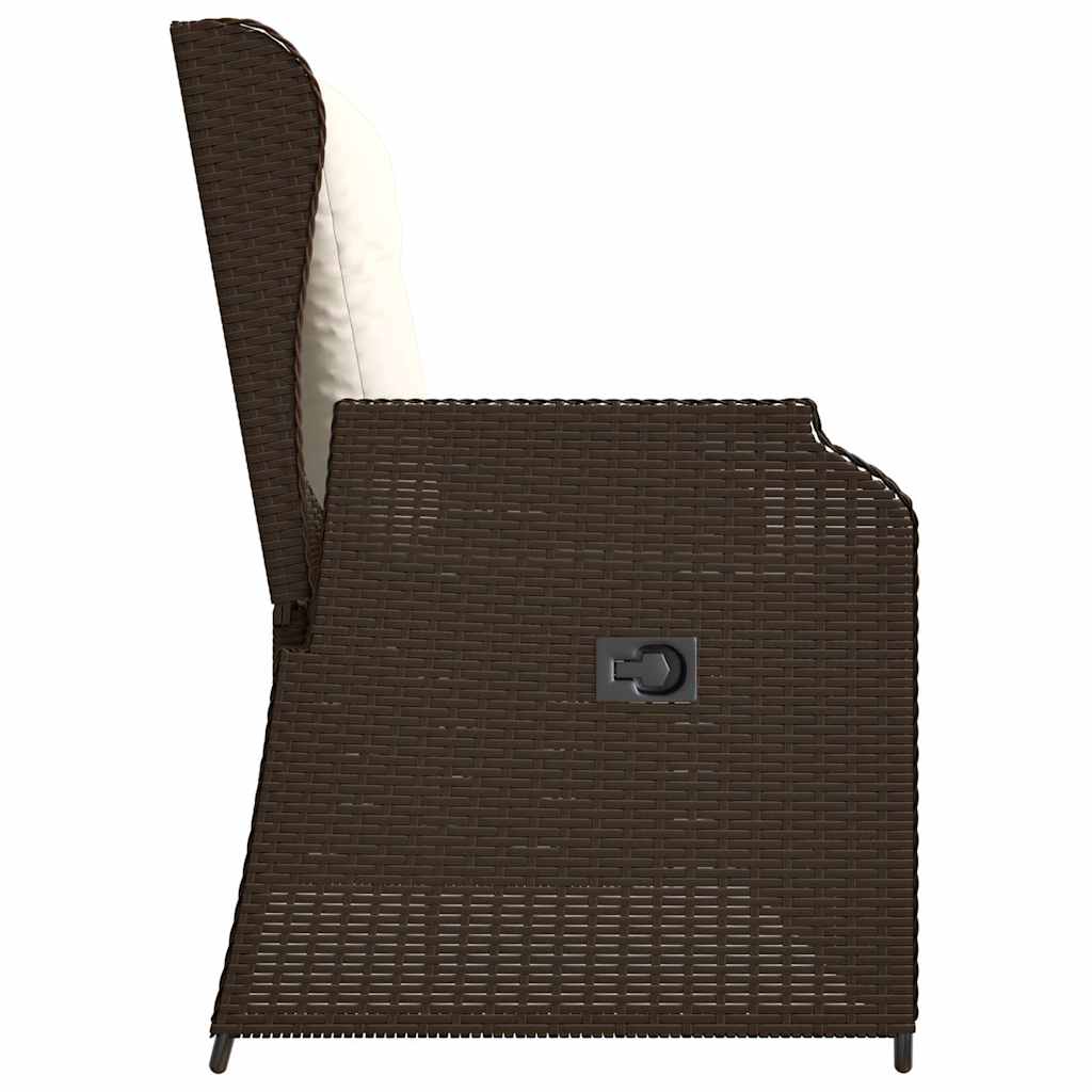 barna polyrattan dönthető kerti pad párnával