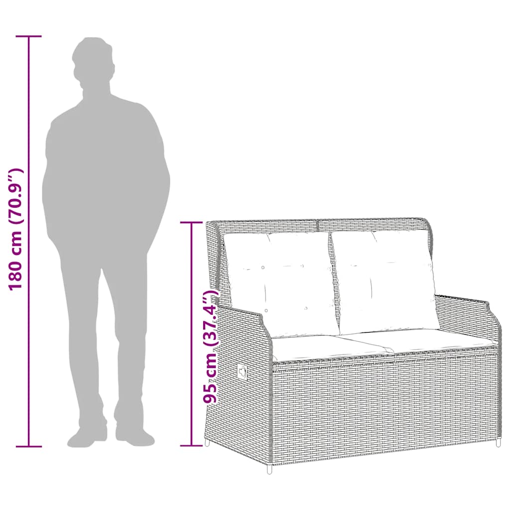 barna polyrattan dönthető kerti pad párnával