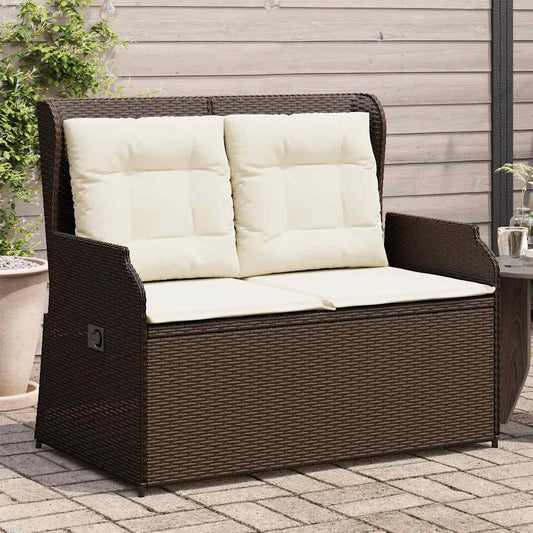 barna polyrattan dönthető kerti pad párnával