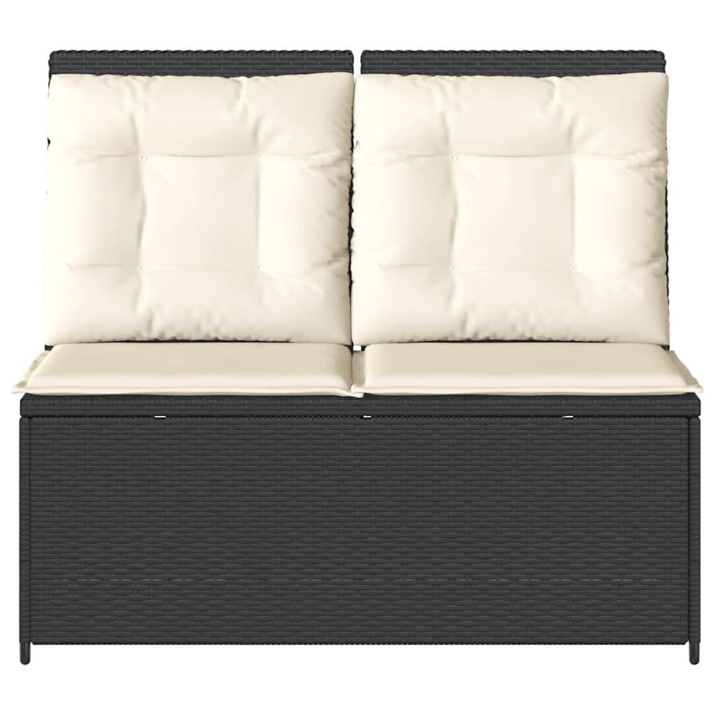 fekete polyrattan dönthető kerti pad párnával