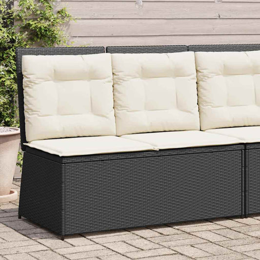 fekete polyrattan dönthető kerti pad párnával