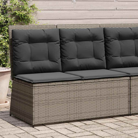 szürke polyrattan dönthető kerti pad párnával