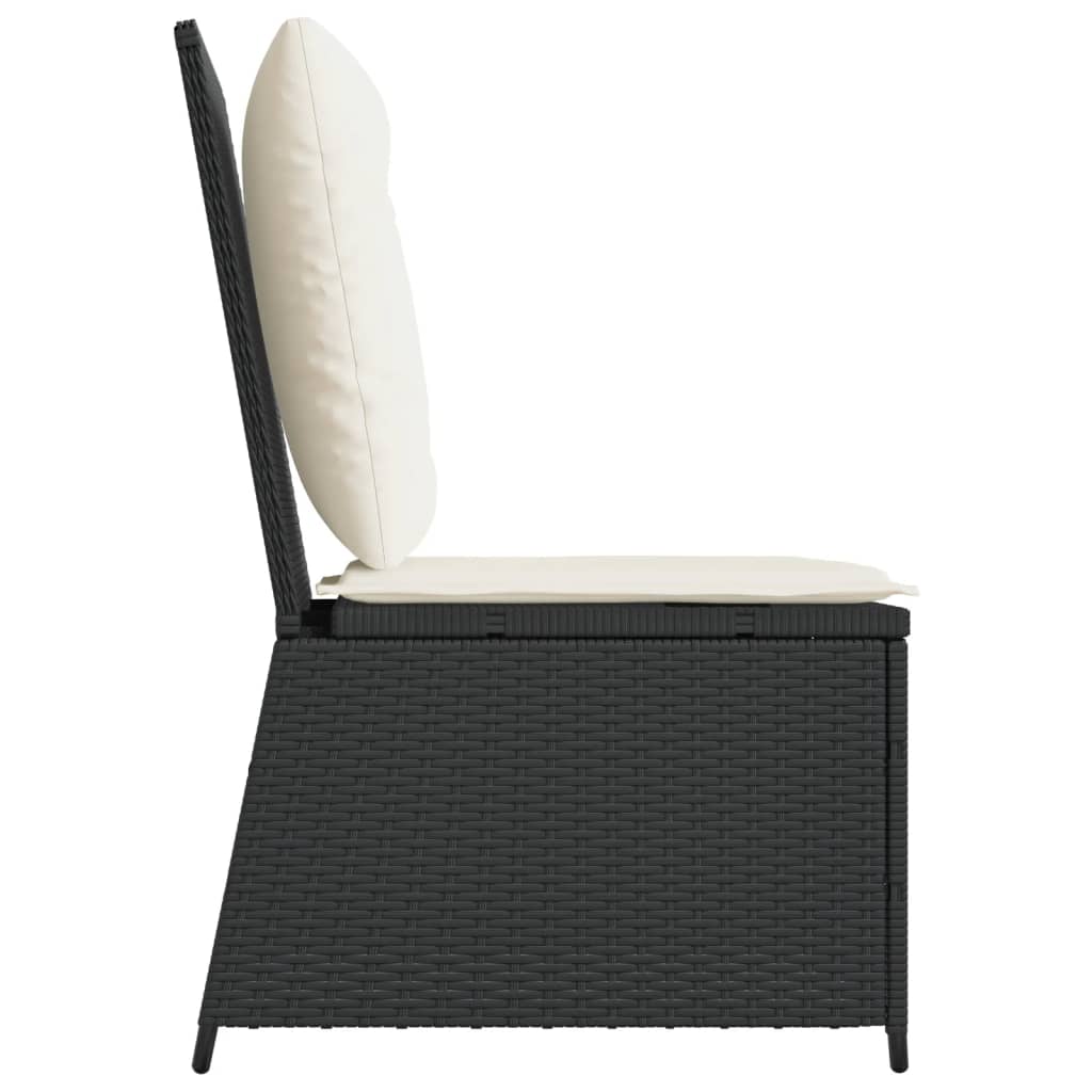 fekete polyrattan dönthető kerti kanapé párnákkal