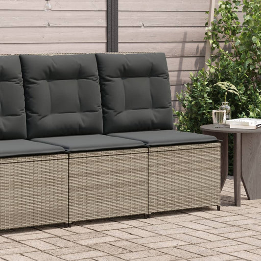 szürke polyrattan dönthető kerti kanapé párnákkal