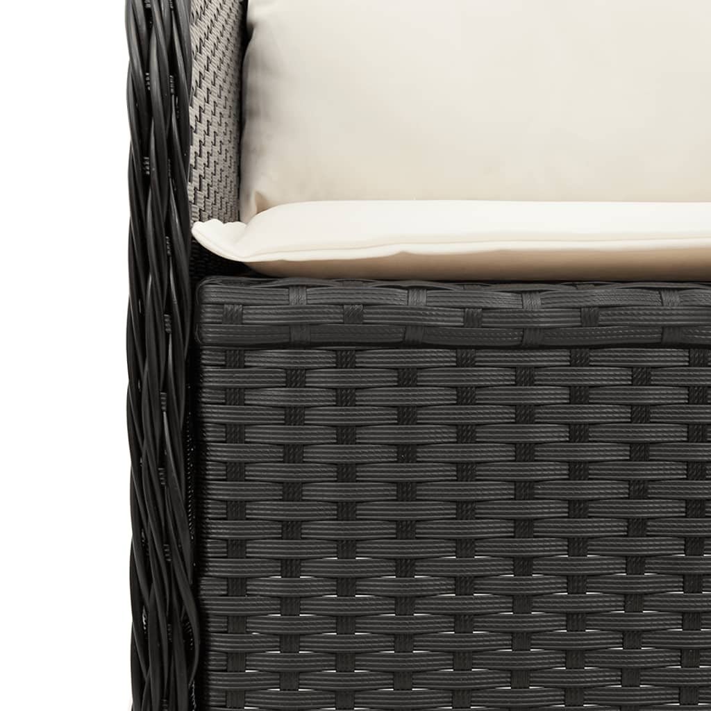 fekete polyrattan kerti sarokkanapé párnával