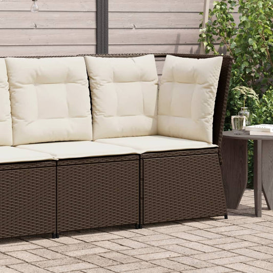 barna polyrattan kerti sarokkanapé párnákkal