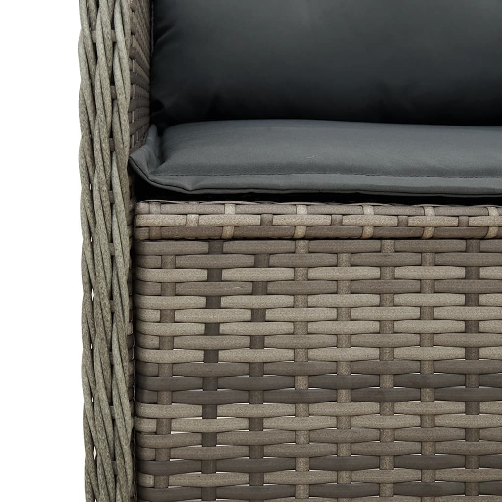 szürke polyrattan kerti sarokkanapé párnával