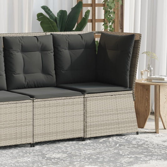 világosszürke polyrattan kerti sarokkanapé párnával