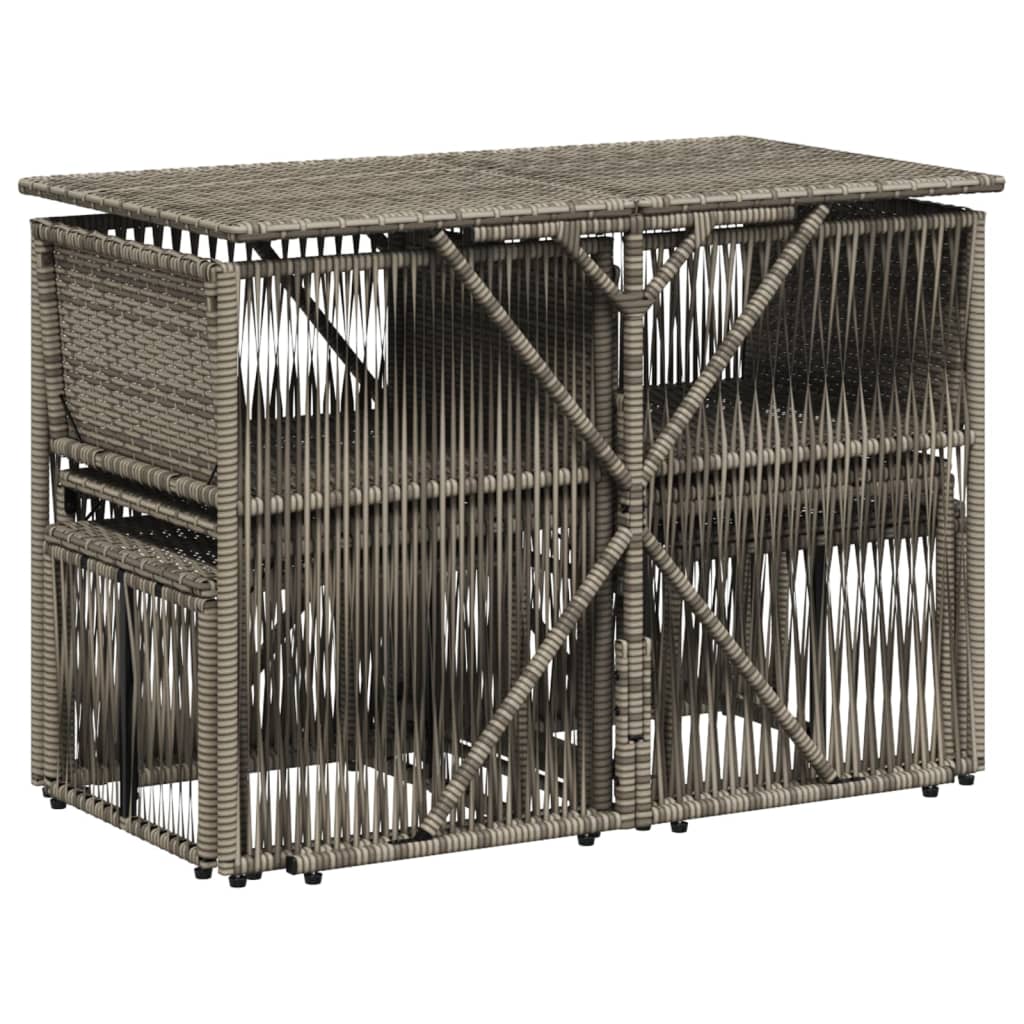 7 részes szürke polyrattan kerti étkezőgarnitúra párnával