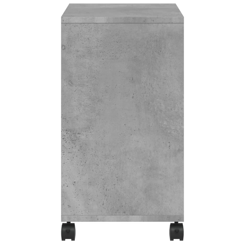 betonszürke szerelt fa kisasztal kerekekkel 50 x 30 x 55 cm
