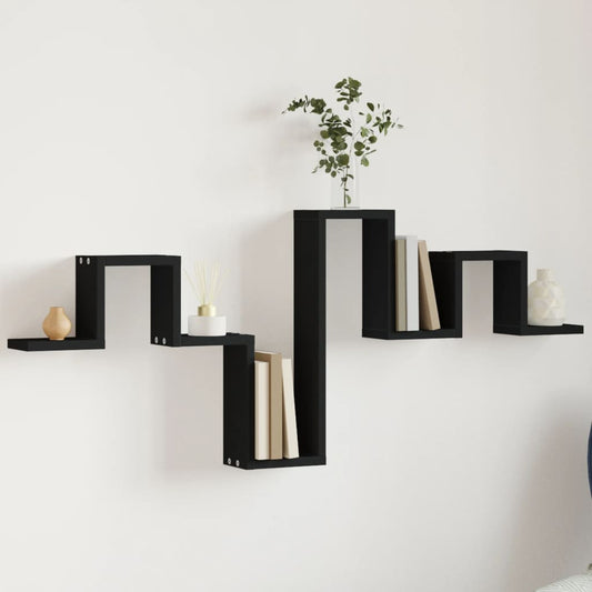 fekete szerelt fa fali polc 104,5 x 10 x 43 cm