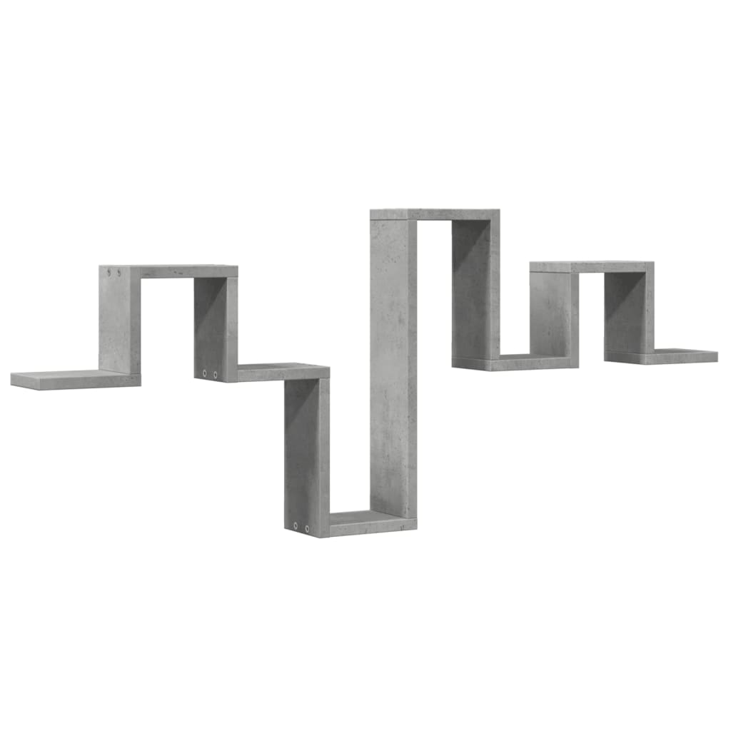 betonszürke szerelt fa fali polc 104,5 x 10 x 43 cm