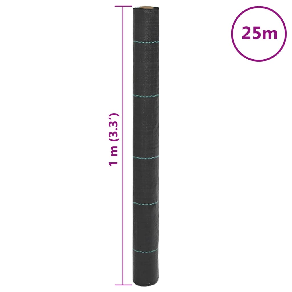 fekete PP talajtakaró membrán 1x25 m