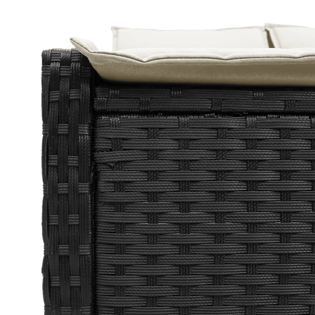fekete polyrattan dupla napozóágy párnával
