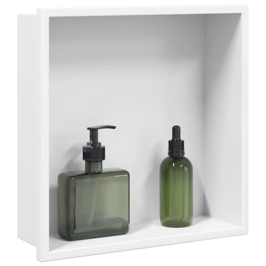 matt fehér rozsdamentes acél zuhanypolc 32 x 32 x 9 cm