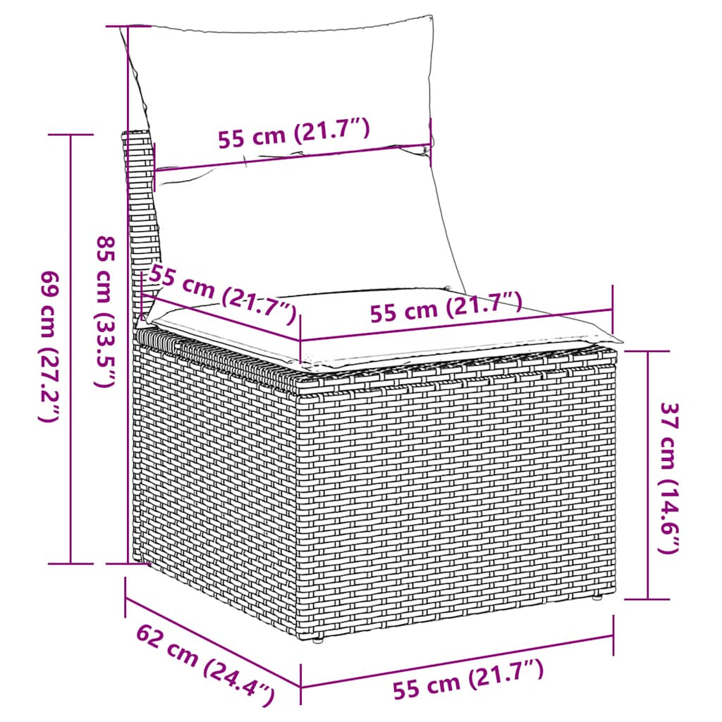 10 részes barna polyrattan kerti ülőgarnitúra párnákkal