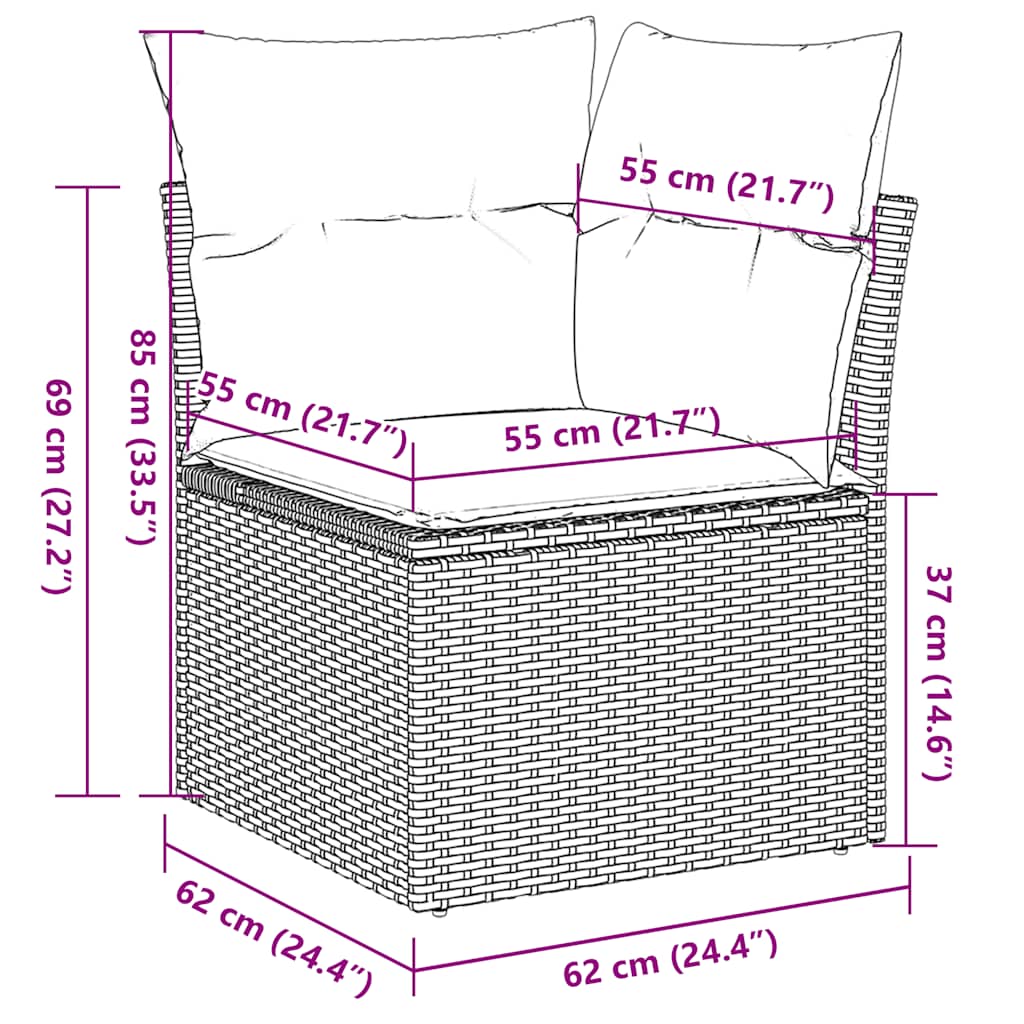 10 részes barna polyrattan kerti ülőgarnitúra párnákkal