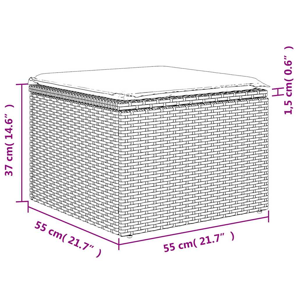 10 részes barna polyrattan kerti ülőgarnitúra párnákkal