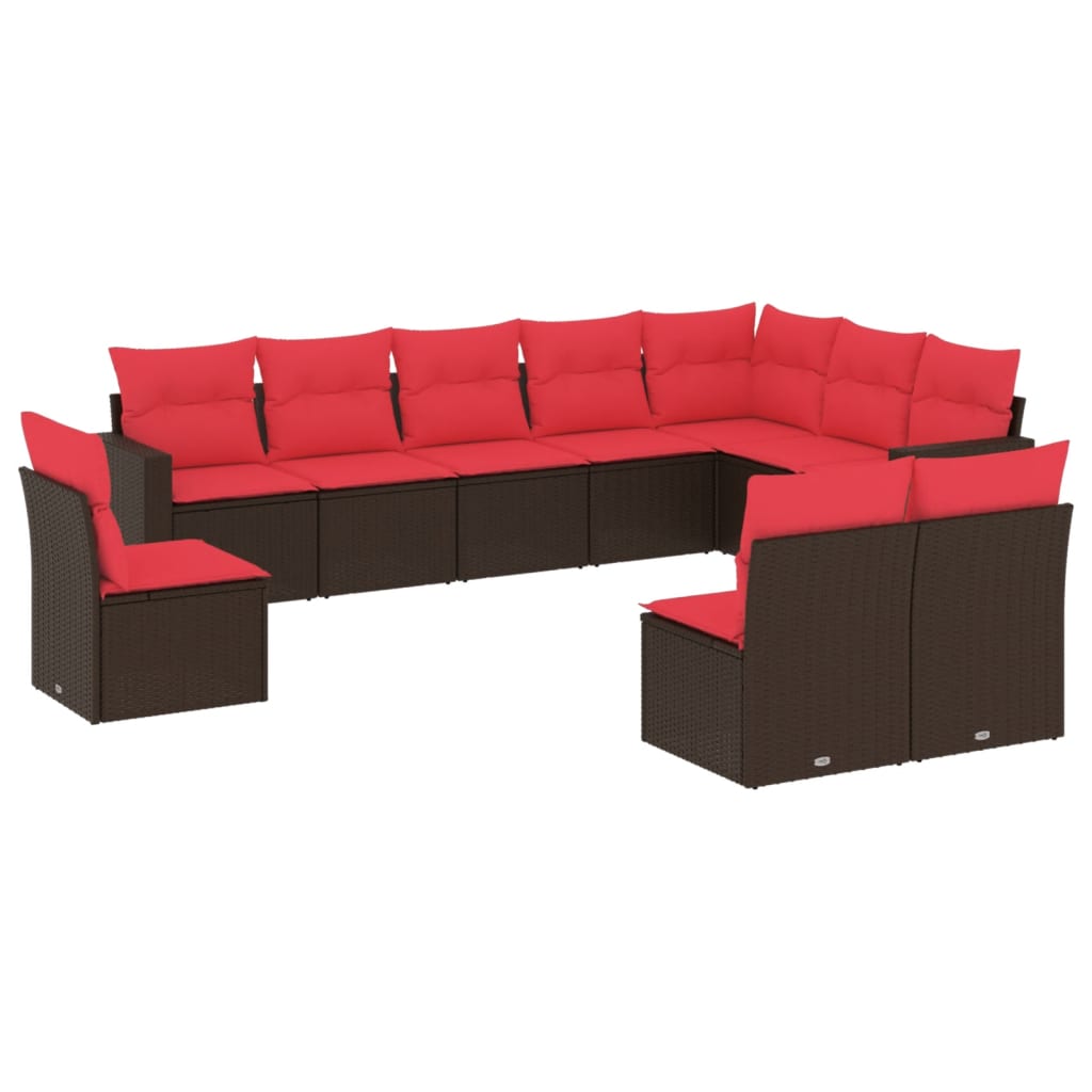 10 részes barna polyrattan kerti ülőgarnitúra párnákkal