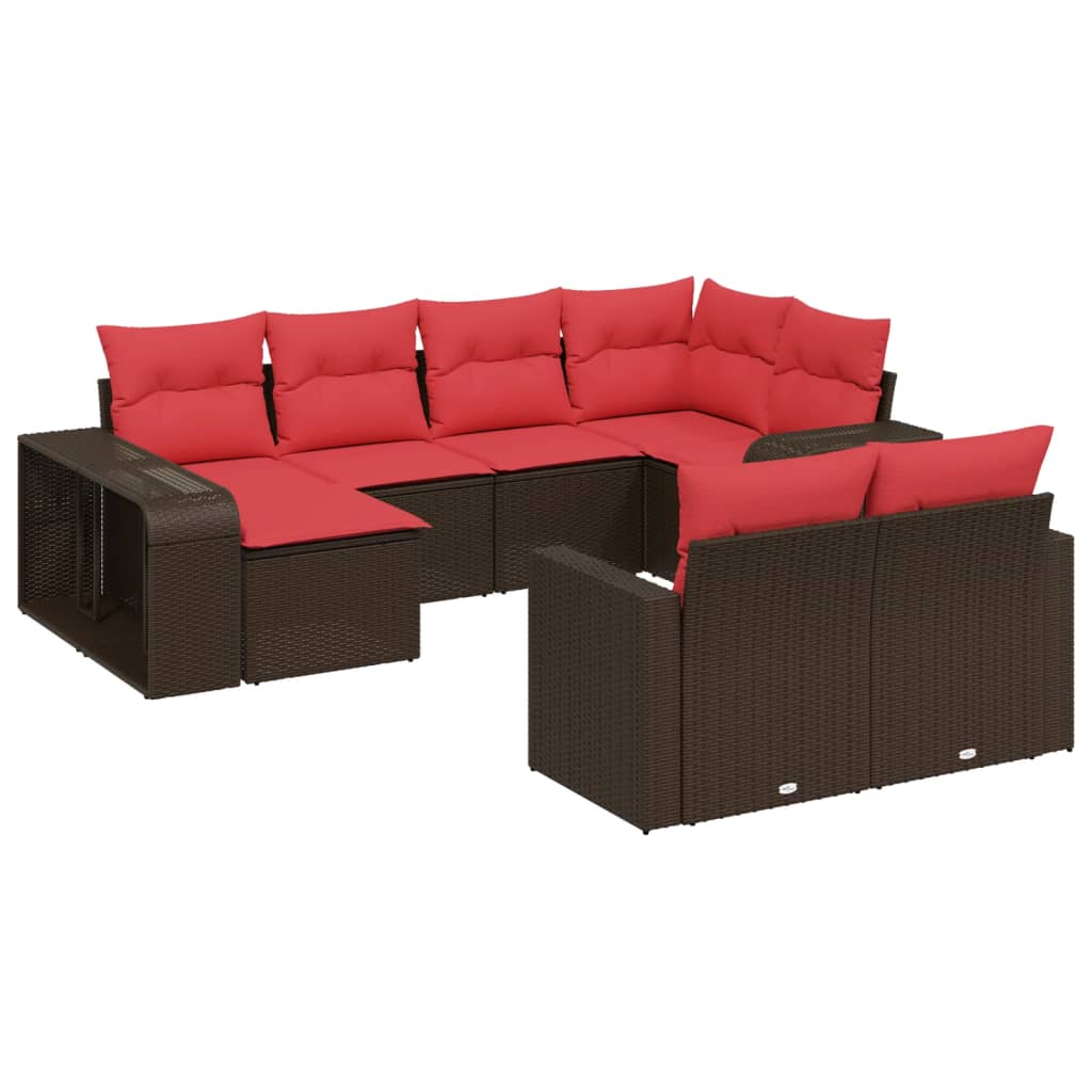 10 részes barna polyrattan kerti ülőgarnitúra párnákkal