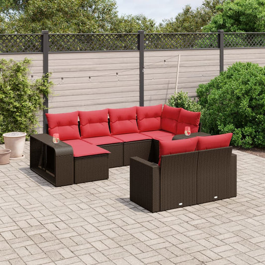 10 részes barna polyrattan kerti ülőgarnitúra párnákkal