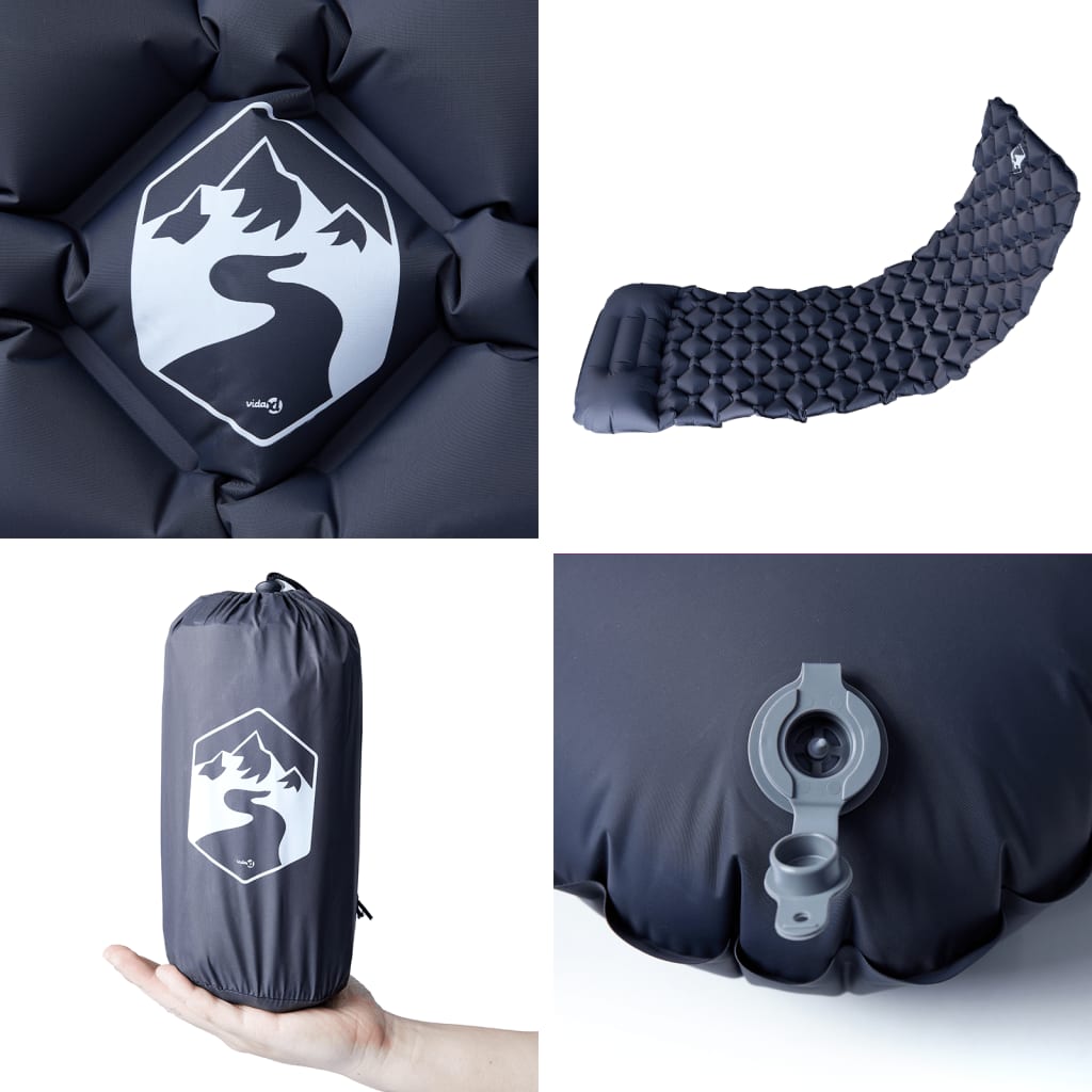 1 személyes szürke felfújható kempingmatrac párnával