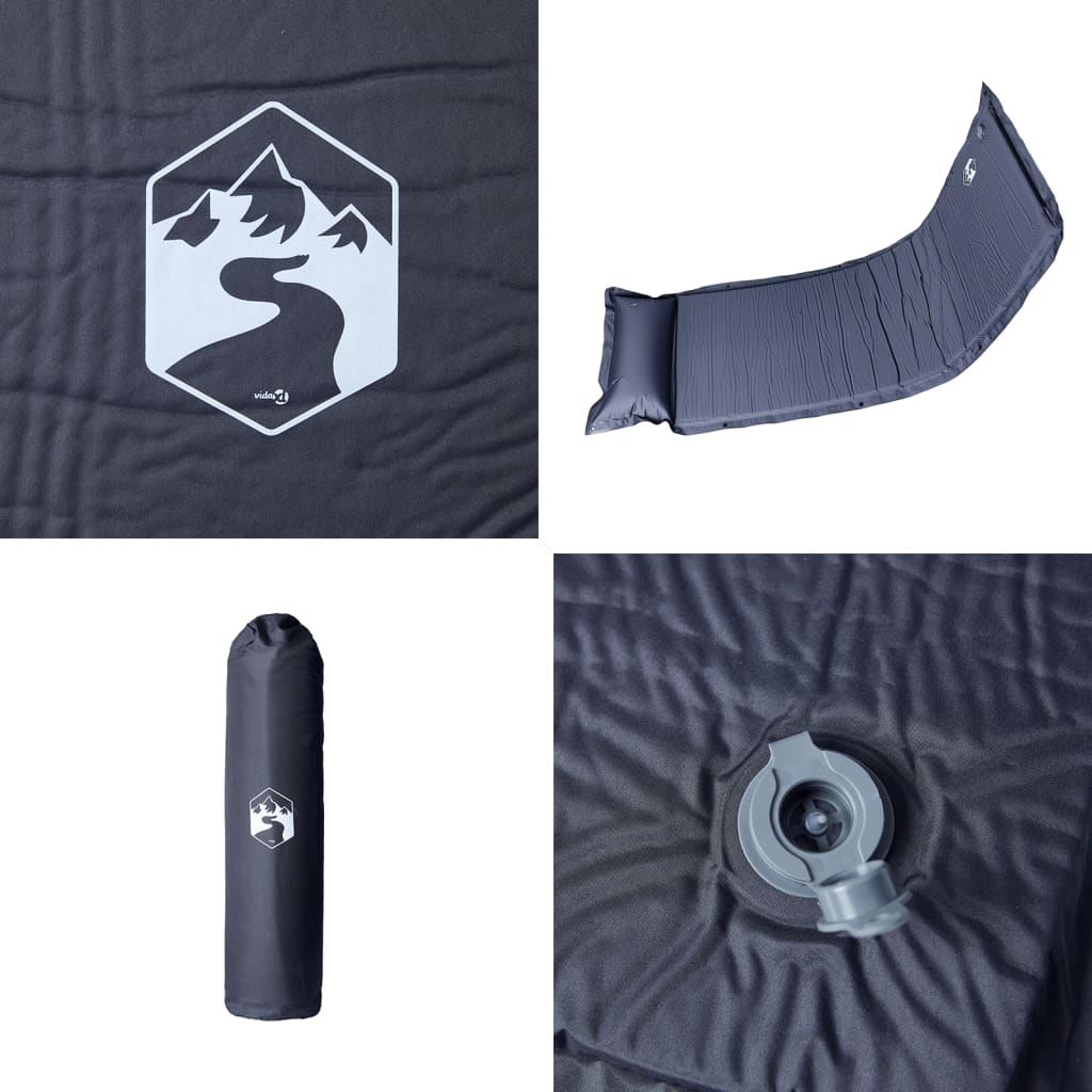 1 személyes szürke önfelfújó kempingmatrac párnával