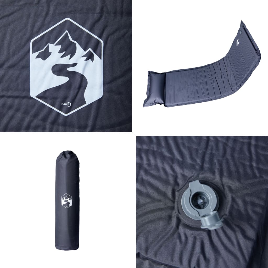 1 személyes szürke önfelfújó kempingmatrac párnával