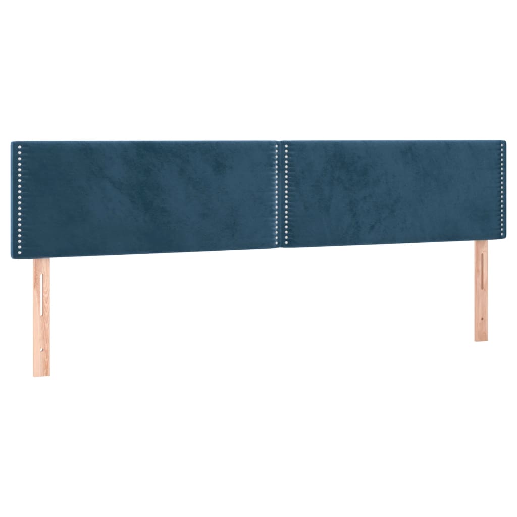 sötétkék bársony rugós ágy matraccal 120x190 cm