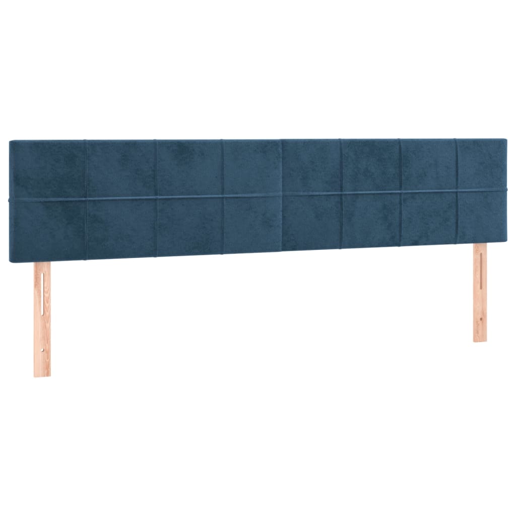 sötétkék bársony rugós ágy matraccal 120x190 cm