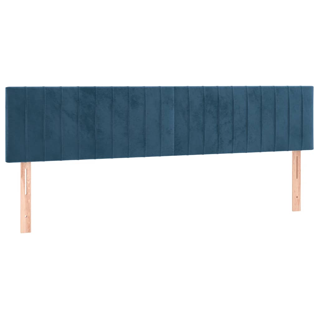 sötétkék bársony rugós ágy matraccal 120x190 cm
